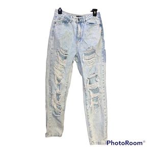 Missguided Riot Mom Jeans Distressed High-Waisted